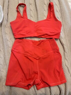 PacSun pink/red bra and biker shorts SET!!!